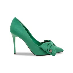 Flat n Heels Suede Block Pumps with Bows image 2