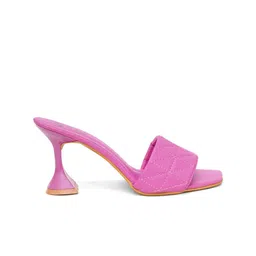 Retro Walk Textured Open Toe Block Heels image 3
