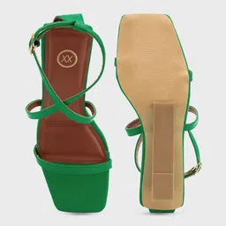 20Dresses Green Strappy Triangular Block Heels image 3