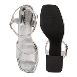 London Rag Metallic Open Toe Block Heels image 2