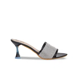 Retro Walk Shimmered Open Toe Block Heels image 3