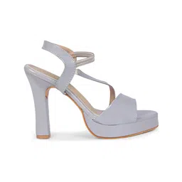 Picktoes Grey Block Peep Toes with Buckles image 2