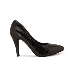 ELLE Black Printed Block Pumps with Buckles image 4