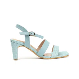 ICONICS Textured Two Strap Block Heels With Buckle Closure image 3