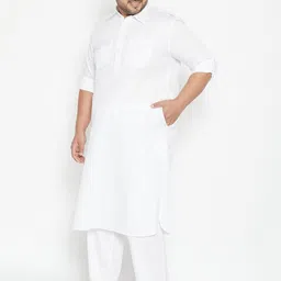 VASTRAMAY Men White Regular Kurta with Pyjamas image 5