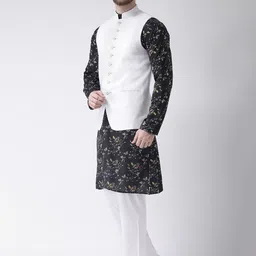 Hangup Men Printed Kurta with Pyjamas & Nehru Jacket image 2
