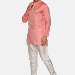 Sethukrishna Men Peach-Coloured Kurta with Pyjamas image 4