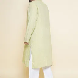 John Pride Plus Size Band Collar Regular Linen Kurta With Pyjamas image 2