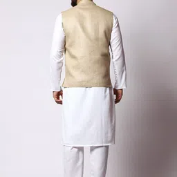 MAG Mandarin Collar Regular Kurta with Pyjamas & Nehru Jacket image 4