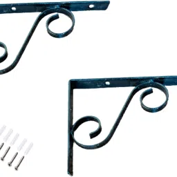 2 Pack 8" Angle Bracket L Bracket for Wall Shelf, Shop, Showroom, Rack (8 x 6 Inches, Black Powder Coated) 8 inches, 6 inches Shelf Bracket-29