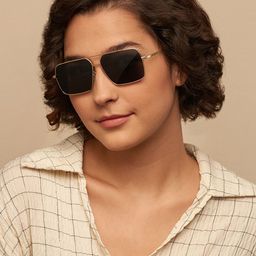 Vincent Chase Unisex Grey Lens & Gold-Toned Square Sunglasses with Polarised and UV Protected Lens image 4