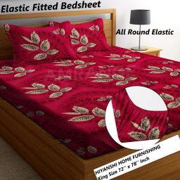 200 TC Polycotton King Floral Fitted (Elastic) Bedsheet-image-41