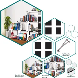 zooper French Door Print 9 Layer Simple Bookshelf/Multipurpose Rack Metal Open Book Shelf image 3