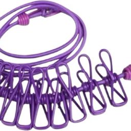 Clothes Hanging 2 Hook Drying Rope 12 Clips Portable Outdoor Travel Clothesline Microfibre Retractable Clothesline-image-51