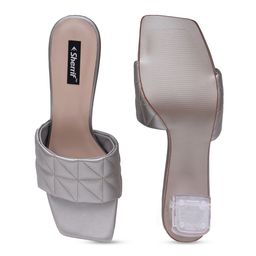 Sherrif Shoes Grey Textured Party Block Mules with Bows image 2