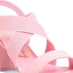 London Rag Open Toe Elastic Straps Block Heels image 3