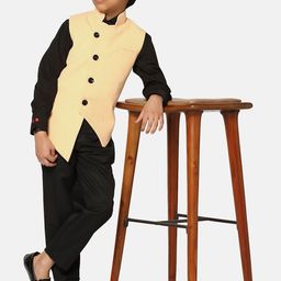 TAHVO 3-Pcs Short Kurta With Trouser & Nehru Jacket image 2