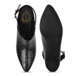 Shoetopia Textured Pointed Toe Block Mules image 5