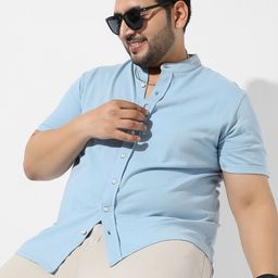 Instafab Plus Plus Size Mandarin Collar Cotton Casual Shirt-image-97
