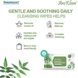 aro kleen Cleansing & Refreshing Facial Wet Wipes With Neem & Tea Tree (Pack of 2) image 4