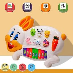 kavana Musical Rabbit Piano Toy with Flashing Light & Sound for Kid Musical Rabbit Piano Toy with Flashing Light & Sound for Kid Analog Portable Keyboard image 3