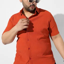 Instafab Plus Plus Size Classic Textured Casual Shirt-image-24