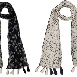 Printed Chiffon Women Multicolor Scarf, Stole, Fancy Scarf-image-49
