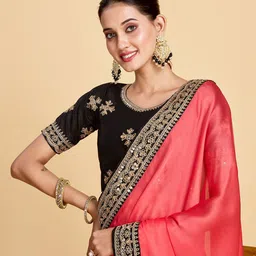 Sangria Sequinned Satin Saree-image-73