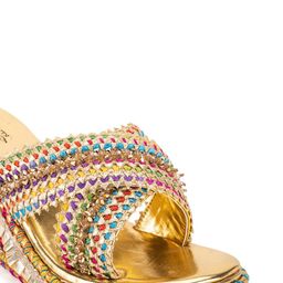 5 ELEMENTS Ethnic Embellished Cross Strap Open Toe Wedges image 4