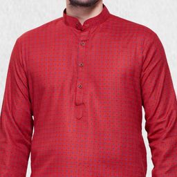 SHIWAM ETHNIX Men Red Geometric Block Printed Kurta image 2