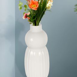 LASAKI Myra White Ceramic Flower Vase-image-48