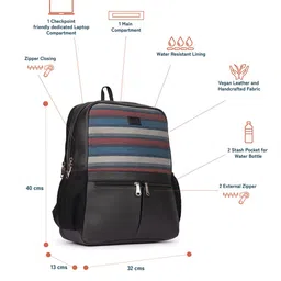 ZOUK Mysore Mosaic Striped Backpack with Compression Straps Up to 16 inch image 5