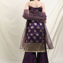 Vishudh Poly Brocade Ethnic Motifs Printed Shoulder Strap Kurta with Palazzos & Dupatta image 5