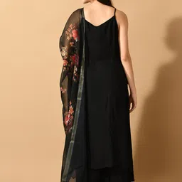 KALINI Shoulder Strap A-line Kurta With Palazzos & Dupatta image 3