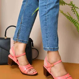 Padvesh Textured Open Toe Block Heels image 4
