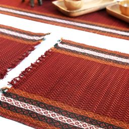 Peepul Tree 4Pcs Red Self-Design Dining Table Mats image 3