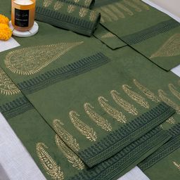 DESIGN GAATHA 6 Pieces Olive Green Printed Rectangular Cotton Table Placemats image 2