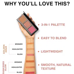 Lakme Absolute 3 in 1 Facelift Palette- Bronzer, Blush & Highlighter 15 g - Golden Hour image 4