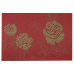 HOKIPO Set of 6 Red & Green Red Rose Patterned Table Mats image 5