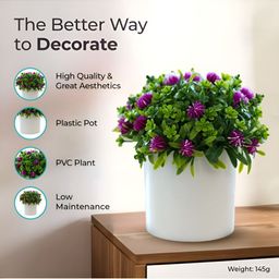 The Better Home Green & Purple Artificial Flower With Pot image 5