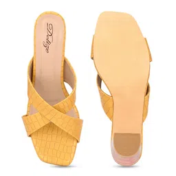 Delize Yellow Textured Block Sandals image 3