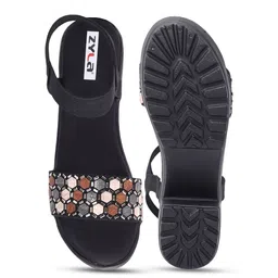 Zyla Embellished Open Toe Backstrap Block Heels image 4