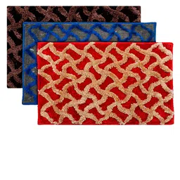 Kuber Industries Set Of 3 Textured Velvet Anti-Skid Doormats-80