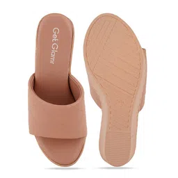 Get Glamr Textured Open Toe Wedges image 3