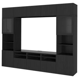 ikea bestå TV storage combination/glass doors, black-brown/Lappviken black-brown clear glass, 300x42x231 cm-picture-7