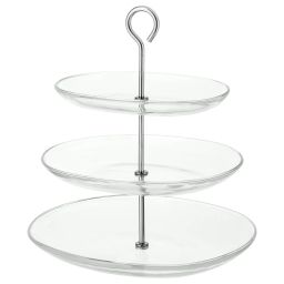 ikea kvittera Serving stand, three tiers, clear glass/stainless steel-picture-36