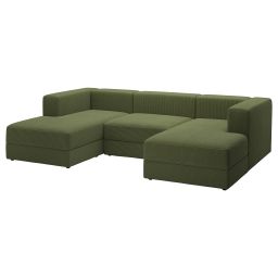 ikea jättebo 3,5-seat mod sofa w chaise longues, armrests Samsala/dark yellow-green-picture-43