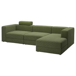 ikea jättebo 4-seat mod sofa w chaise longue, right with headrest/Samsala dark yellow-green-picture-45