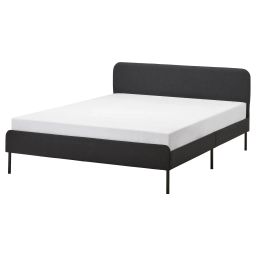 ikea slattum Upholstered bed frame, Vissle dark grey, 160x200 cm-picture-15