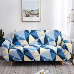 Blue Printed Polyester 18x72 Inches 2 Seater Sofa Cover by House of Quirk-picture-3